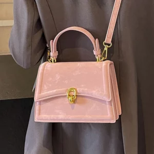 Korean Short Handle Small Handbags Women Fashion Pink Flap Trapeze Crossbody Bag 2024 New Lady Daily Work Armpit Bag - Image 2