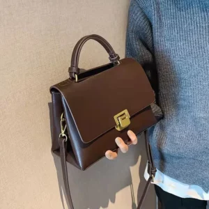Luxury Vintage Women Handbag PU Leather Crossbody Shoulder Bag High Capacity Tote Handbags Versatile Female Lock Purse Bags - Image 2