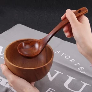 1PC Wooden Soup Spoon Long Handle Dessert Rice Soup Spoon Teaspoon Cooking Spoons Kitchen Accessories Wood Spoon Kitchen Gadgets - Image 3