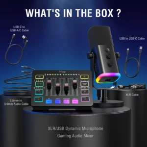 FIFINE All-in-One Podcast Kit with RGB Audio Mixer,Streaming Studio Set with Dynamic Mic for PC Gaming Recording-Ampligame KS5 - Image 6