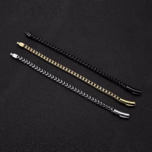 MKENDN Locomotive Men Punk Rock Bicycle Chain Bracelet 18k Gold Plated Stainless Steel Magnet Button Male Jewelry Gifts - Image 5