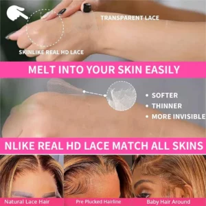 Highlight Ombre 13x4 13x6 Transparent Lace Front Wig Human Hair Pre Plucked Honey Blonde Lace Frontal Wig Brazilian Remy Hair - Image 3