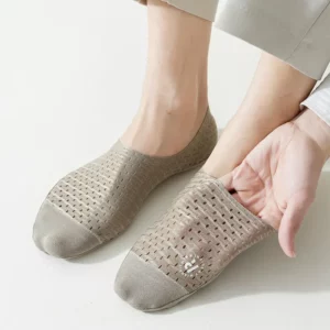 Solid Color Silicone Non-slip Sock Slippers Hollow Out Breathable Summer Invisible No Show Socks Men Male Ice Silk Sock Slippers - Image 4
