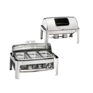 Stainless steel silver golden colour luxury server chafer food warmer buffet equipment set catering chaffing dish stove - Image 2