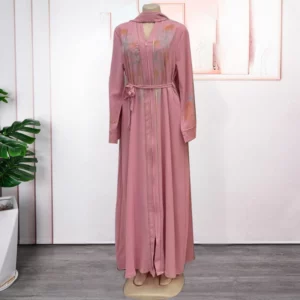 2025 New Europe and The United States New Bat-sleeve Fold Print Large Size Dress Loose Temperament Muslim Robe Long Dress - Image 4