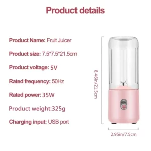 Zai Xiao 500Ml Portable Blender 6 Blades Usb Rechargeable Fresh Fruit Juice Mixer Electric Shake Cup Cute Blender Smoothie Ice C - Image 6
