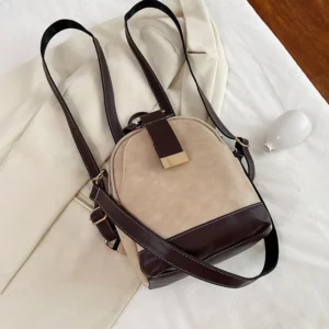 Vintage patchwork women backpack small Luxury design female shoulder bag ladies Totes PU leather schoolbag backpacks bagpack - Image 4