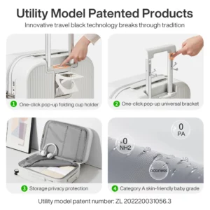 Mixi Carry On Luggage with Cup Phone Holder Hard Shell Rolling Travel Suitcase with Spinner Wheels 20 24 26 Inch M9290 - Image 4