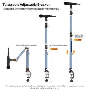 Mic Boom Arm Desk Mount, microphone stand Arm Profile 360°Swivel , Adjustable Mic Arm with Detachable Rise Column for Streaming - Image 6