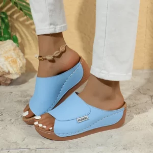 Summer Soft Platform Slippers Women 2025 Fashion Peep Toe Wedges Flip Flops Woman Light Med Heel Non-Slip Beach Shoes Slides - Image 3