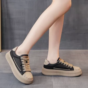 Women's Sneakers Lace Platform Vulcanized Shoes Brand Design Casual Couples Street Canvas Shoes Shell Head Women's Casual Shoes - Image 6