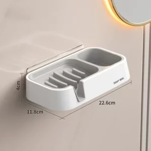 Multifunctional Soap Box Double-layer Soap Storage Rack with Cleaning Brush Holder Kitchen Bathroom Non-Slip Cleaning Tool - Image 5
