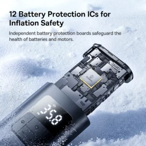 Baseus 2 in 1 Car Air Pump Wired/Wireless Car Air Compressor Dethable Flashlight 6000mAh Power Bank Portable Tire Inflator Pump - Image 5