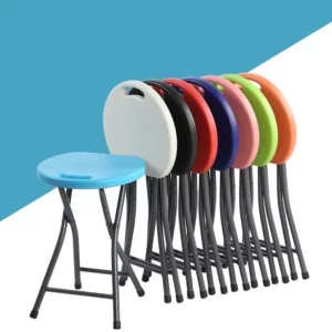 Folding Stool Household Plastic Round Bench Outdoor Portable Barstool Simple Dining Stools Student Dormitory Chair Spare Chairs - Image 3