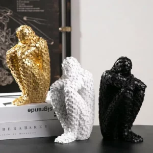 Nordic Thinker Abstract Statue Figure Miniatures Mosaic Resin Sculpture Figurines For Interior Modern Crafts Home Decoration - Image 4