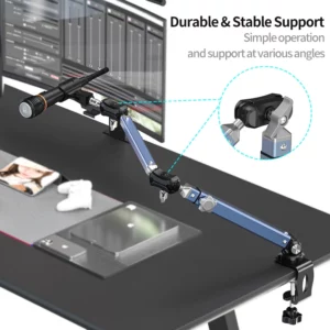 Mic Boom Arm Desk Mount, microphone stand Arm Profile 360°Swivel , Adjustable Mic Arm with Detachable Rise Column for Streaming - Image 4