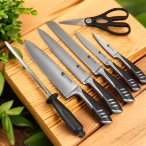 Premium 8-piece German 1.4116 Stainless Steel Kitchen Knives Sets Double Forged Full Tang Chef Knife Set With Rubber Wood Block - Image 2