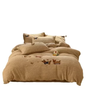 Thickened Warm Sherpa Four-piece Set Bed Sheets, Duvet Covers, Pillowcases, Double-sided Suede Cover Set,Duvet Cover Set - Image 5