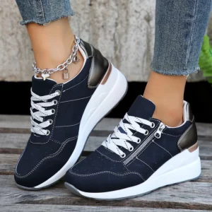 Plus Size Fashion Wedges Sneakers for Women 2025 Spring Lace Up Platform Sports Shoes Woman Lightweight Non Slip Casual Shoes - Image 1