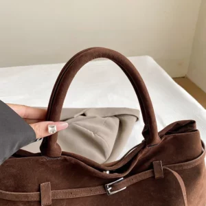 PU Buckle Versatile Large Capacity Belt Decorative Tote Bag New Matte Retro Niche Design Handbag Commuting Leisure Womens Bag - Image 4