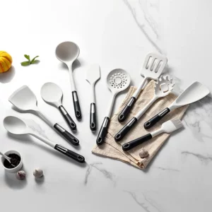 White Silicone Kitchen Cookware High Temperature Resistant Non-Stick ABS Handle Spatula Shovel Baking Tool Cooking Utensils Set - Image 2