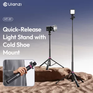 Ulanzi MT-89 2M Quick-Release Light Stand with Cold Shoe Mount 8-Section Extend Photograph Tripod for Action Camera Phone Clamp - Image 1