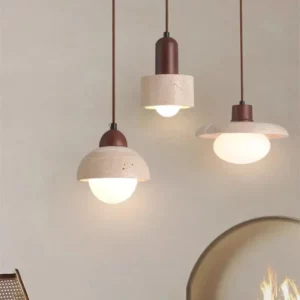 Stone Pendant Lamp Wood Hanging Light for Bedroom Bedside Light Dining Table Small Light Home Decoration - Image 6