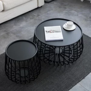 Nordic Light Luxury Wrought Iron Coffee Table Simple Modern Small Apartment Living Room Round Table Industrial Style Tables - Image 1