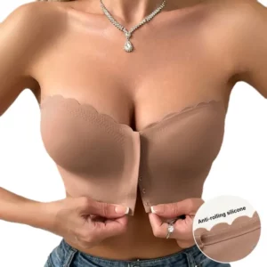 Front button underwear bra no underwire smooth breathable comfortable solid color gathering no trace invisible - Image 5