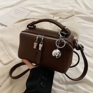 Classic Black Square Handbags for Women Autumn New Versatile Small Single Shoulder Crossbody Bags with Elegant Ball Pendant - Image 5