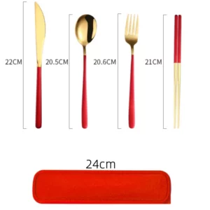 Stainless Steel Tableware Set Portable Cutlery Dinner Knife Fork Spoon Chopsticks Four-piece Suit with Box Travel Flatware Gift - Image 6