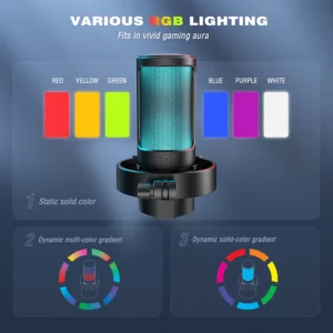 FIFINE USB Microphone for Recording and Streaming on PC and Mac,Headphone Output and Touch-Mute Button,Mic with 3 RGB Modes -A8 - Image 2