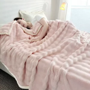 Solid Color Flannel Rabbit Fur Blanket Nap Cover Blanket Soft Sofa Blanket Coral Fleece Cover For Bedroom Manufacturer Wholesale - Image 4