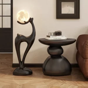 Modern Creative Imitation Stone Coffee Table, Living Room Decor, Resin Round Table, Movable Tea Table, Minimalist Furniture - Image 5