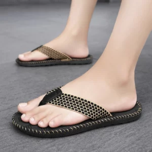 Cheap Summer Linen Slipper Men Indoor Home Shoes Lightweight Weaving Flip flops Men Bedroom Shoes Silent Casual Flip-flops Man - Image 5