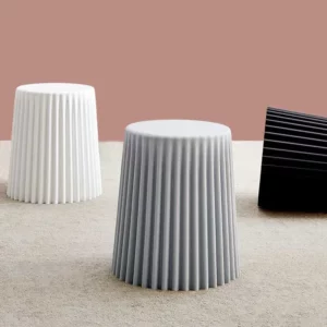 Nordic Plastic Stool, Thickened Round Stools for Living Room, Fashionable, Beautiful Corrugated Bucket, Cut Surface Stool - Image 4