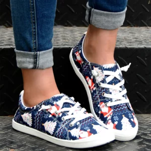Ladies Christmas Print Vulcanized Shoes Casual Fashion Soft Sole Non Slip Flats Shoes New Spring Comfort Casual Sneakers - Image 5