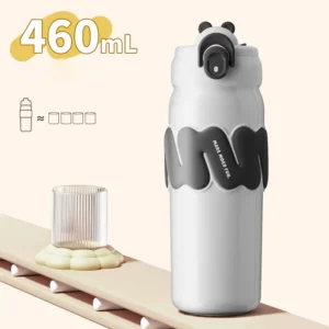 460ML Adorable Bear Sports Thermos Cup Travel Straw Vacuum Flask Cup Double Drinking Outdoor Water Bottle Mug Fashion Coffee Cup - Image 1
