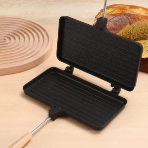 Sandwich Pan Long Handle Aluminum Alloy Double Pie Cooker Portable Campfire Sandwich Maker Mountain Pie Maker Camping Cookware - Image 2
