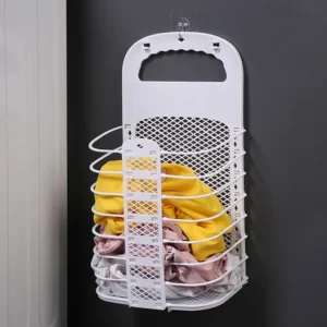 Plastic Storage Frame Foldable Dirty Clothes Basket Household Non Perforated Bathroom Wall Mounted Laundry Basket Clothes Basket - Image 6