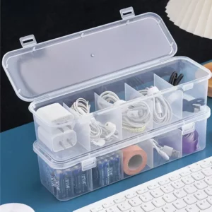 Transparent Data Cable Organizer Case Classification Dustproof Card Organizer with Lid Clutter Collection Box for Office Home - Image 2