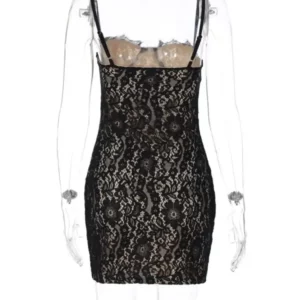 Joskaa Sexy Lace Double Deck Mini Party Dresses Women Hipster Spaghetti Strap Body-Shaping Vestidos 2024 Summer Nighclub Wear - Image 5