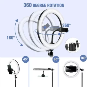 ZOMEI 110cm Tripod 10"LED Selfie Ring Light RGB Photography Video Light Phone Stand Fill Light Dimmable Lamp Trepied Streaming - Image 6