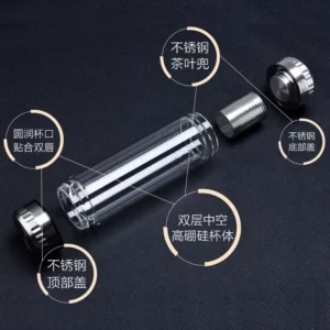 280/350/500ML Glass Water Bottle Stainless Steel Tea Infuser Filter Double Wall Lid Thick Bottom Drinking Office Home Cup Gift - Image 4