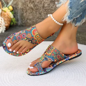 Women Slippers Bohemian Flower Pattern Sandals Casual Lightweight Shoes Flip Flops Fashion Big Size Slippers Home Slides Women - Image 2