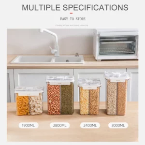 2023 New Cereal Grain Dispenser, 4-Compartment Airtight Food Storage Containers Nuts Jars Seal Box for kitchen Storage Organiza - Image 2