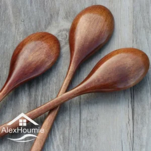 6 Piece Wooden Spoon Bamboo Kitchen Korean Style 9 '' Inch Natural Wood Soup Tableware Cooking Honey Coffee Spoon Mixing Spoon - Image 6