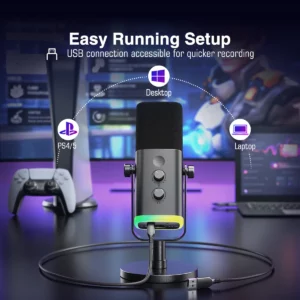 FIFINE USB/XLR Dynamic Microphone with RGB Control/Headphone jack/Mute,MIC for PC Gaming Recording Streaming AmpliGame-AM8 - Image 6