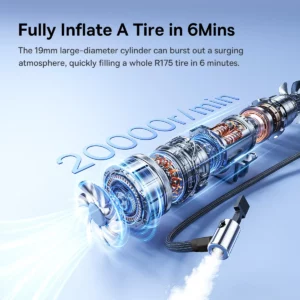Baseus 2 in 1 Car Air Pump Wired/Wireless Car Air Compressor Dethable Flashlight 6000mAh Power Bank Portable Tire Inflator Pump - Image 3