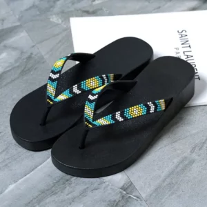 Women Slippers Summer Outside Slope Heel Flip Flops Women Fashionable Beach Shoes Casual Vacation Outdoor Slippers Pantuflas - Image 3